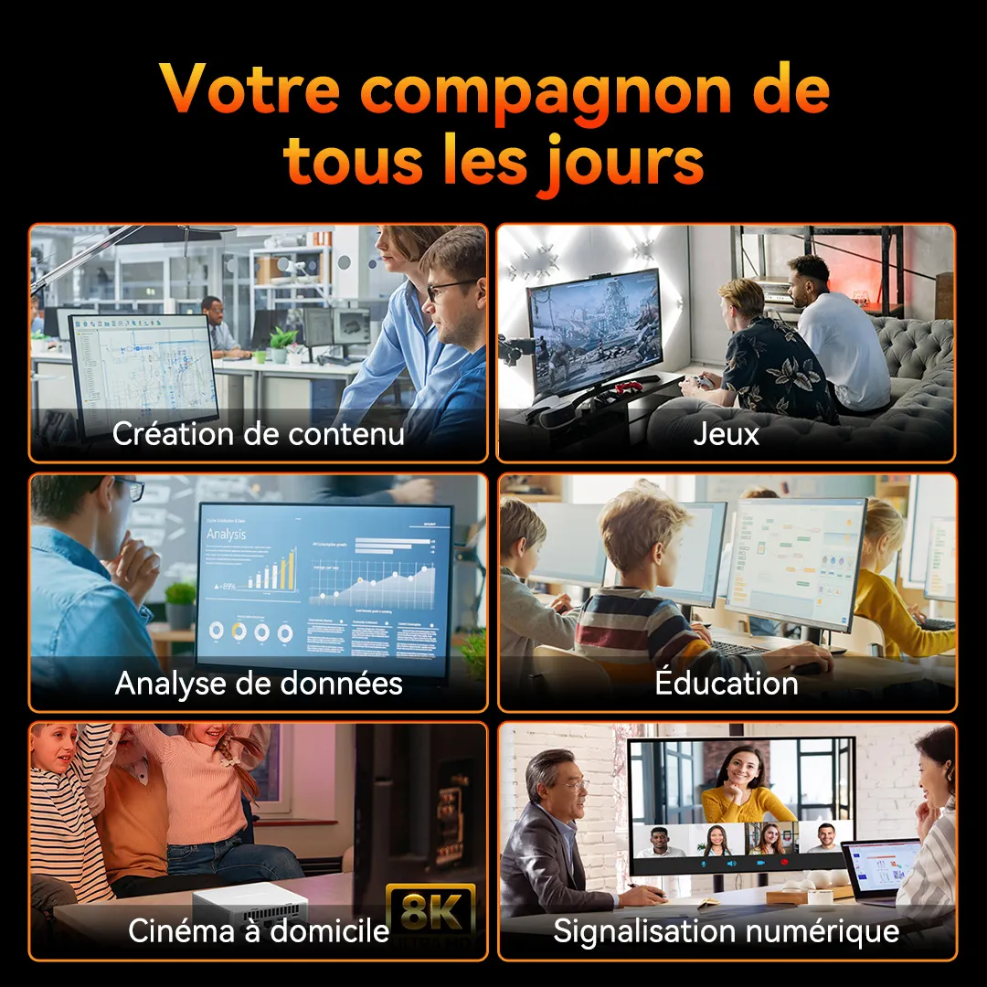 Scénarios d'utilisation du GEEKOM AE8 Mini PC AMD Ryzen 9